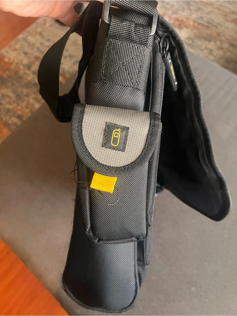 Targus Black and Light Gray Laptop Messenger Bag with Yellow Accents